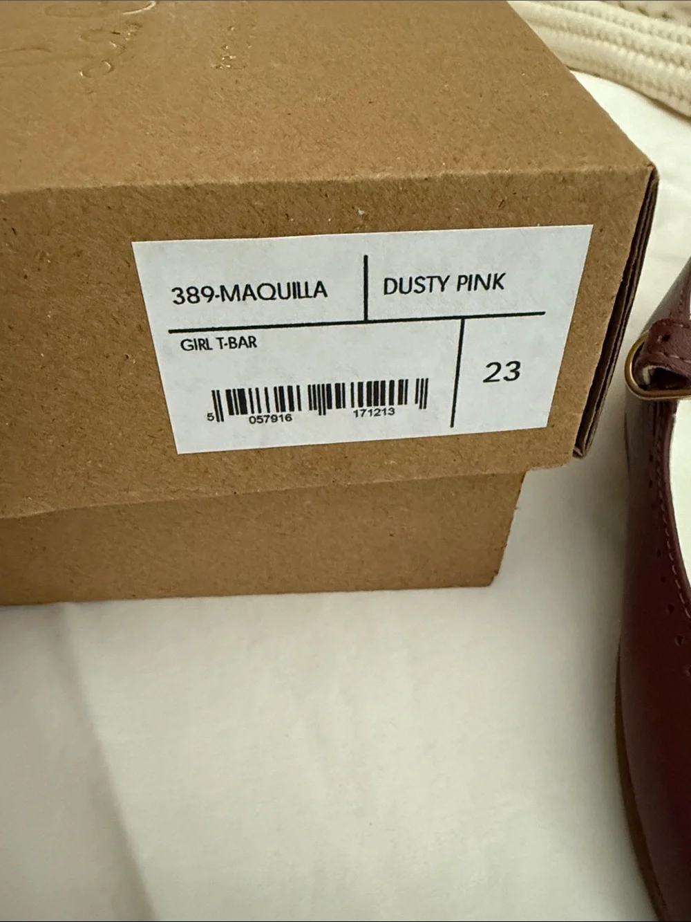 Dusty Pink Leather Girl T-Bar Shoes